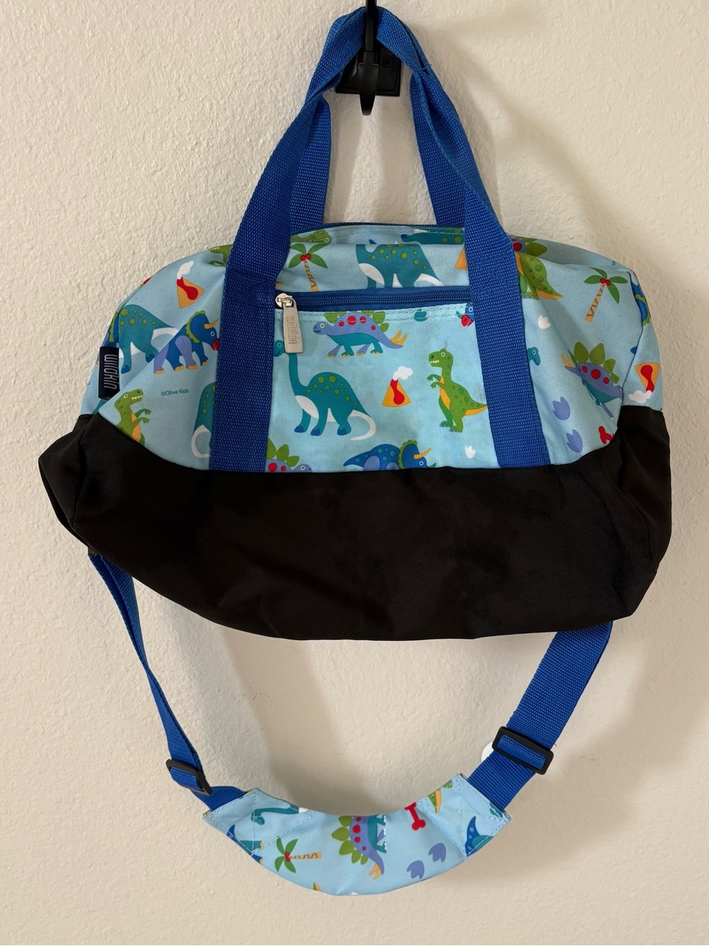 Wildkin Kids Overnighter Duffel Bag Blue Dinosaur Land